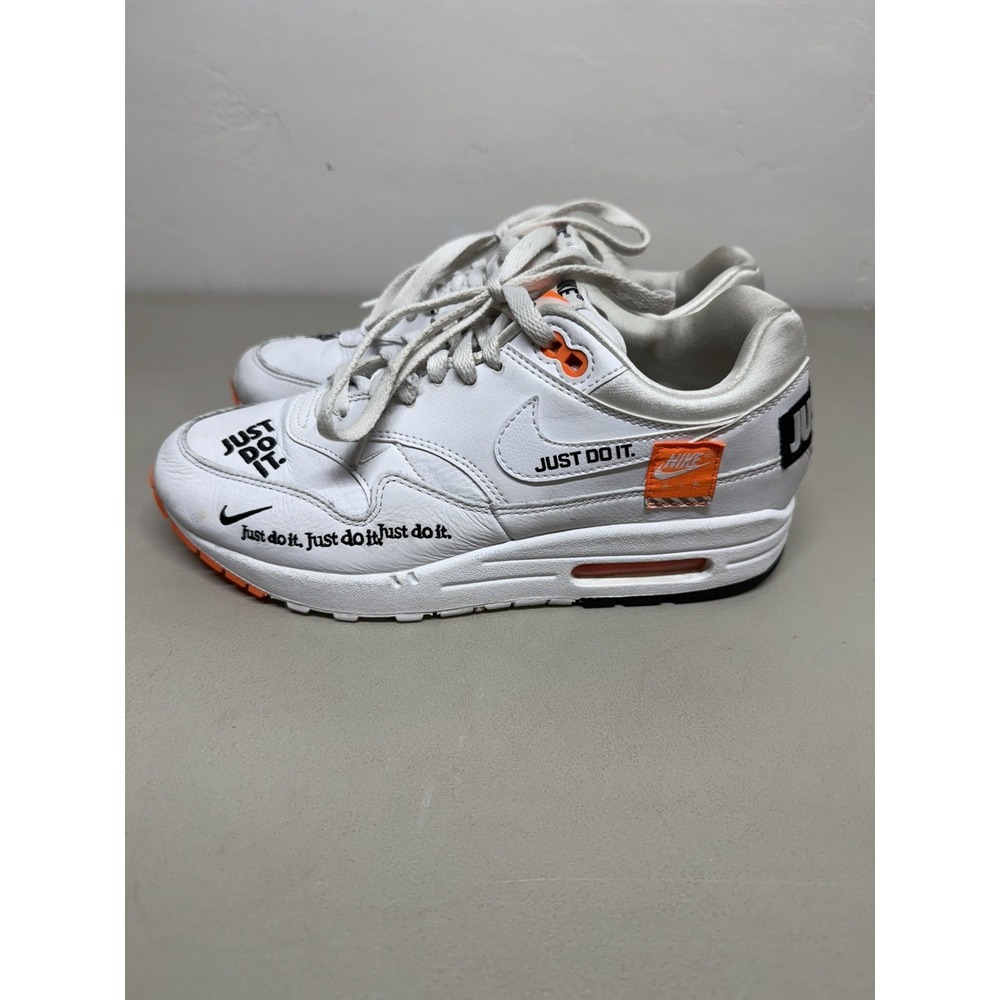 Nike Air Max 1 Just Do It Womens Sz 8.5 Mens Sz 7 White Orange 917691-100